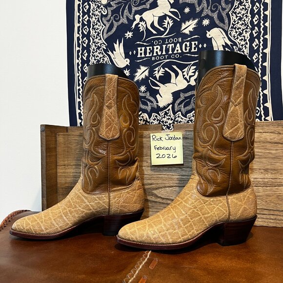 Unisex High-End Light Tan Elephant Skin Cowboy/Cowgirl Boots 7D/8.5B main image 5